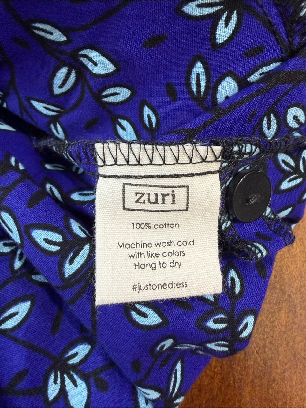 NWT Zuri Ultramarine Leaf Print Shirt Dress Handmade Kenya 100% Cotton Size 3X - Picture 7 of 8